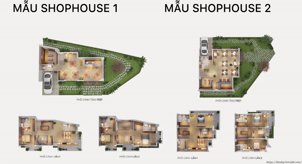 Hình ảnh Mẫu Khu Shophouse 01 Và Shophouse 02 Tại The Sky Riverside