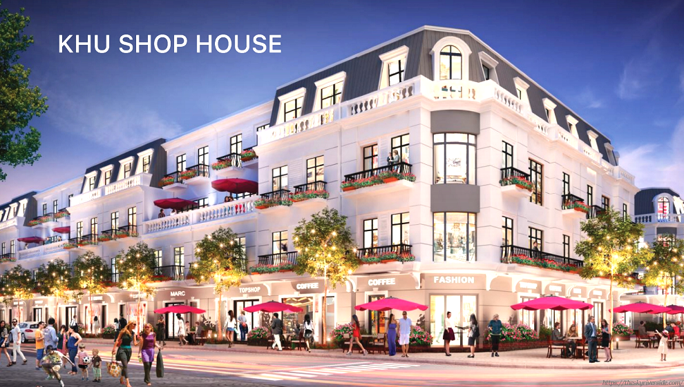 Phối Cảnh Một Góc Khu Shophouse Vào Ban đêm The Sky Riverside